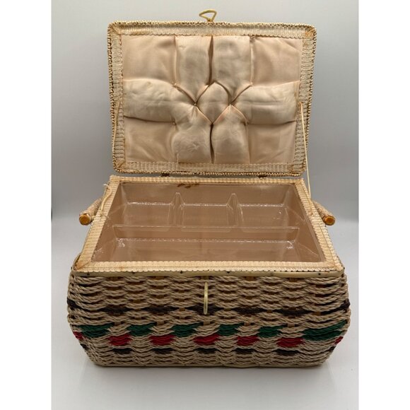 Vintage Wicker Style Sewing Notion and Tool Box - Picture 2 of 11